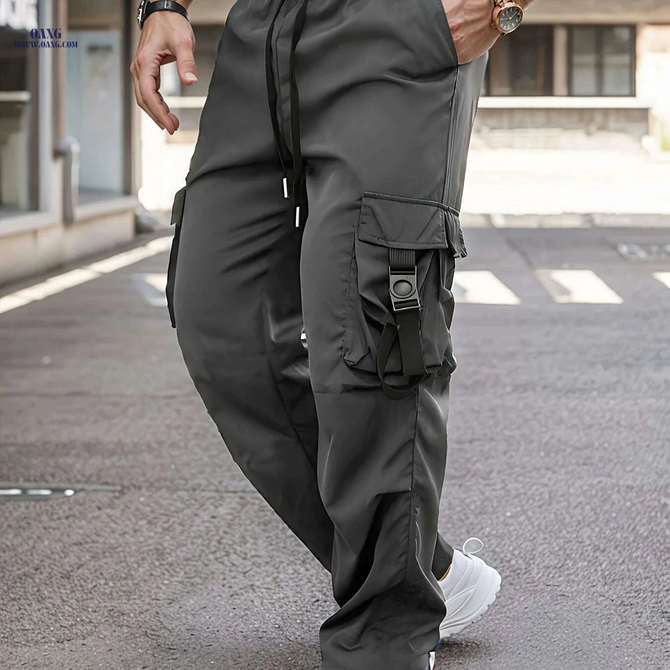 Comfy Solid Color Cargo Pants - Breathable, Quick-Drying for Men   OAXG 
