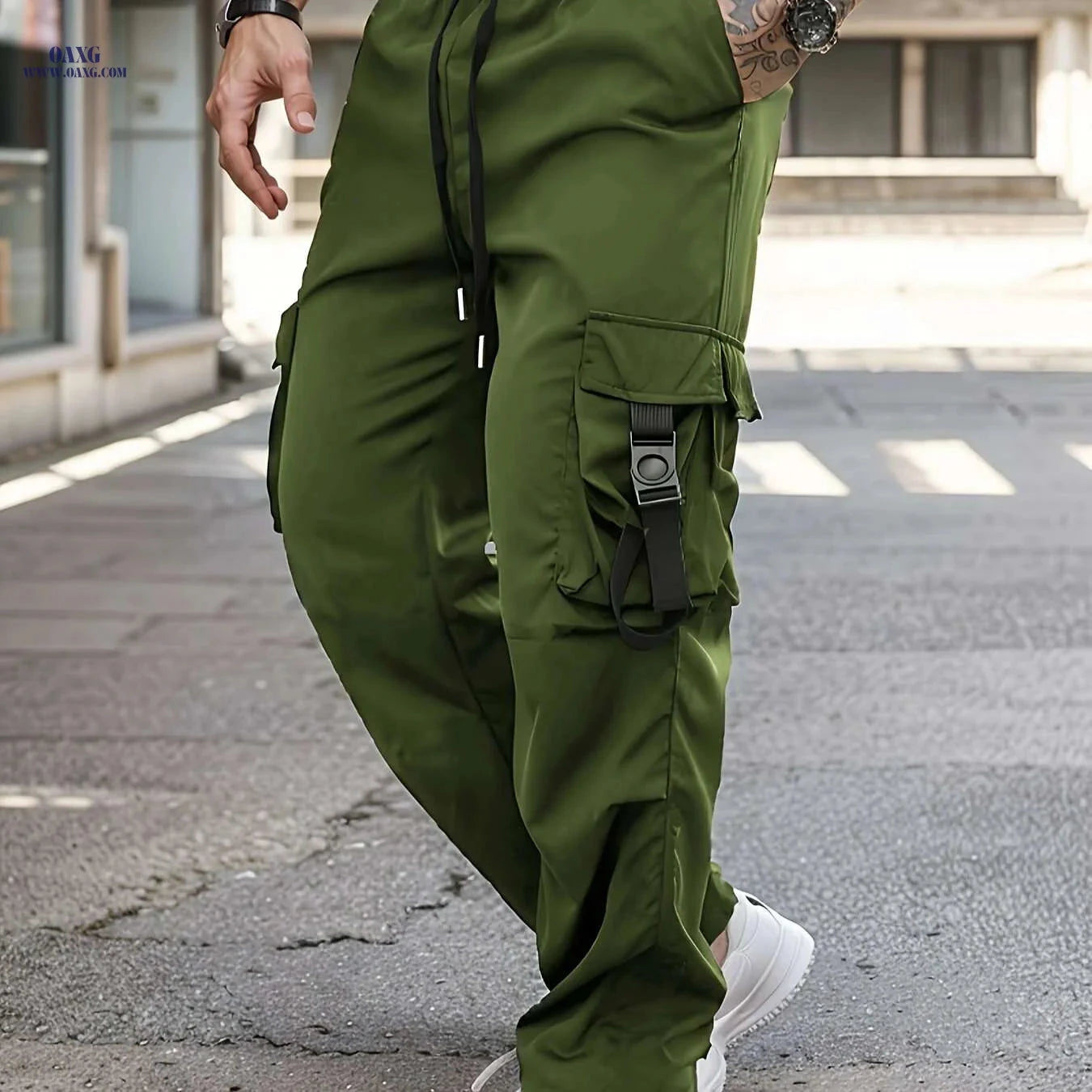 Comfy Solid Color Cargo Pants - Breathable, Quick-Drying for Men   OAXG Black / S