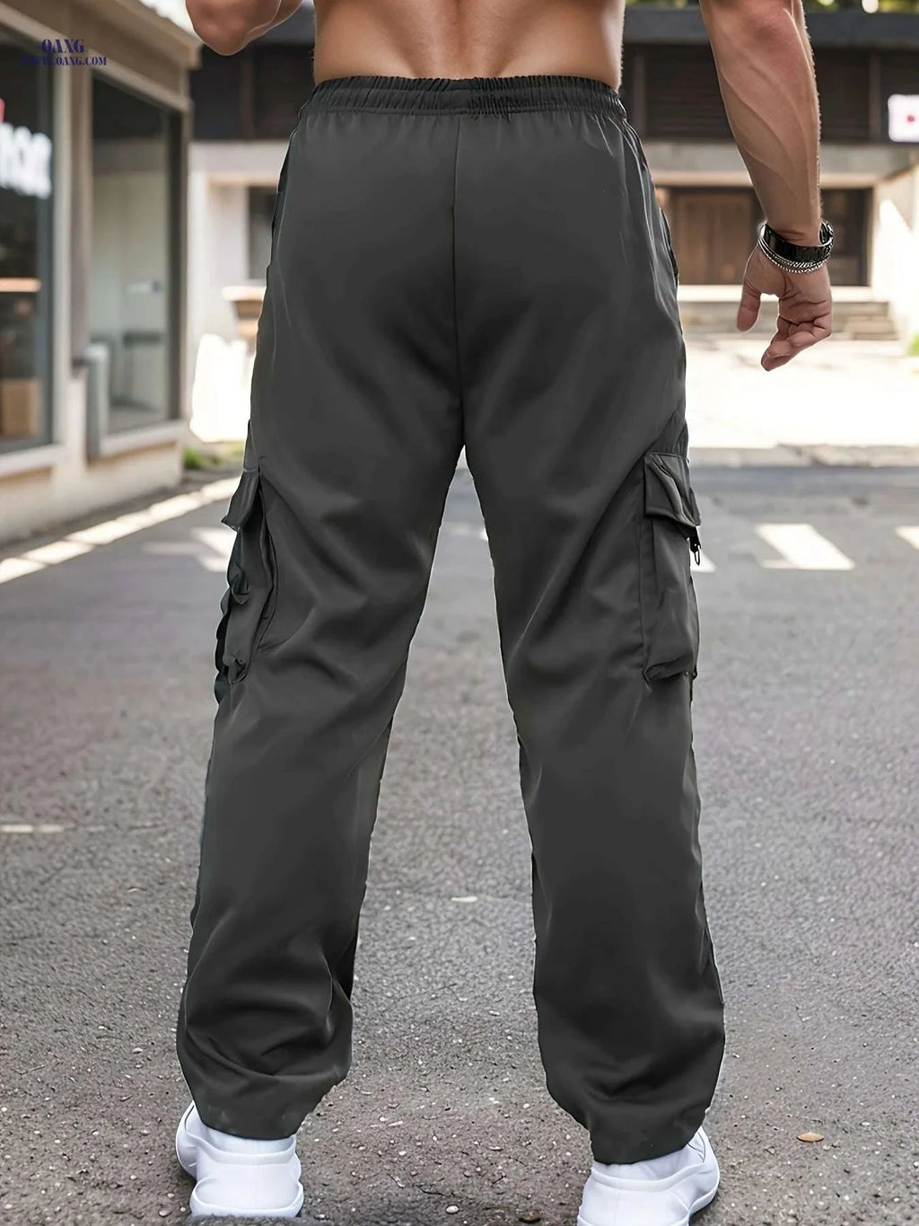 Comfy Solid Color Cargo Pants - Breathable, Quick-Drying for Men   OAXG Black / S