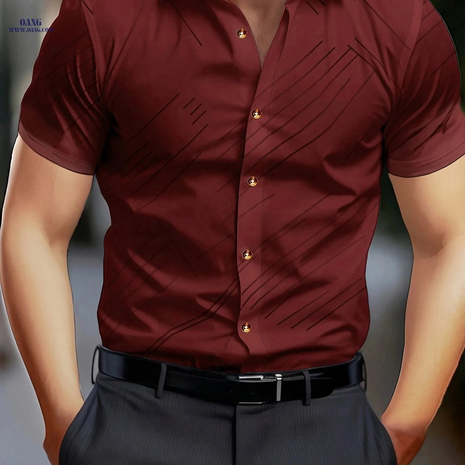 CONJUESS Men's Geometric Print Short Sleeve Shirt - Casual Business Style   OAXG 