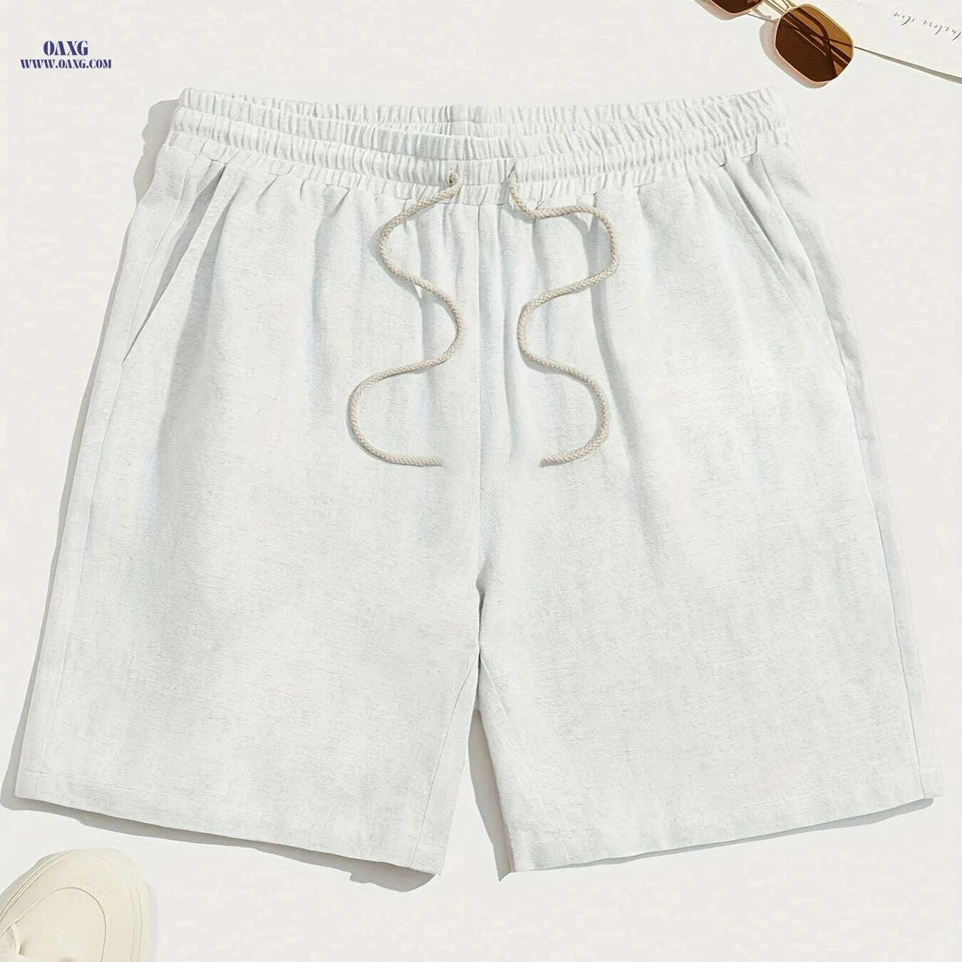 Cool Loose Fit Men's Khaki Shorts - Casual Drawstring Style   OAXG 