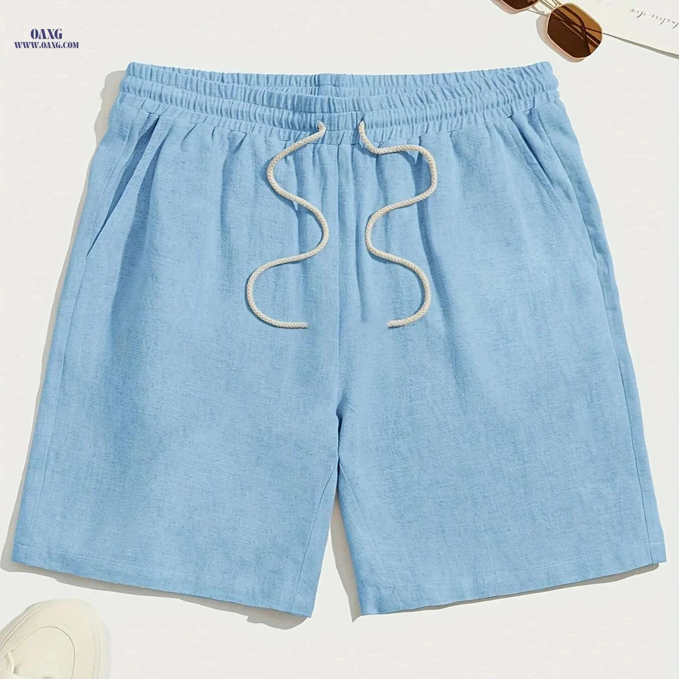 Cool Loose Fit Men's Khaki Shorts - Casual Drawstring Style   OAXG Apricot / S