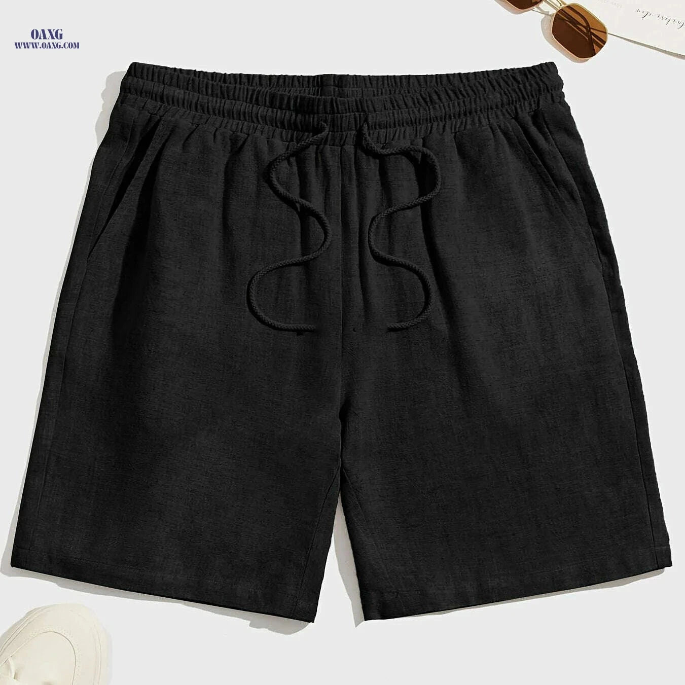 Cool Loose Fit Men's Khaki Shorts - Casual Drawstring Style   OAXG Apricot / S