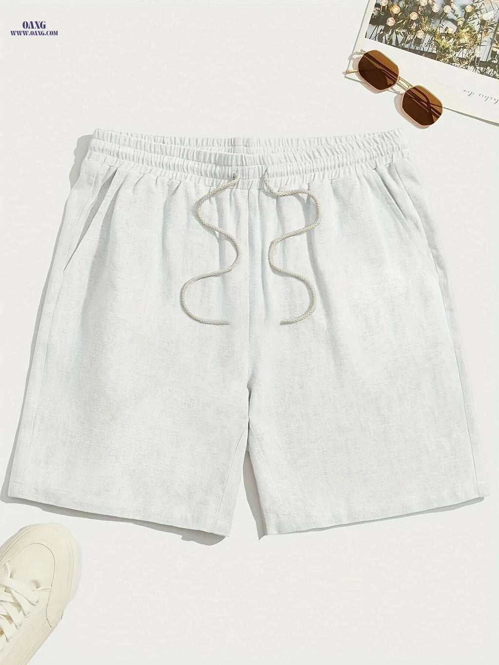 Cool Loose Fit Men's Khaki Shorts - Casual Drawstring Style   OAXG Apricot / S