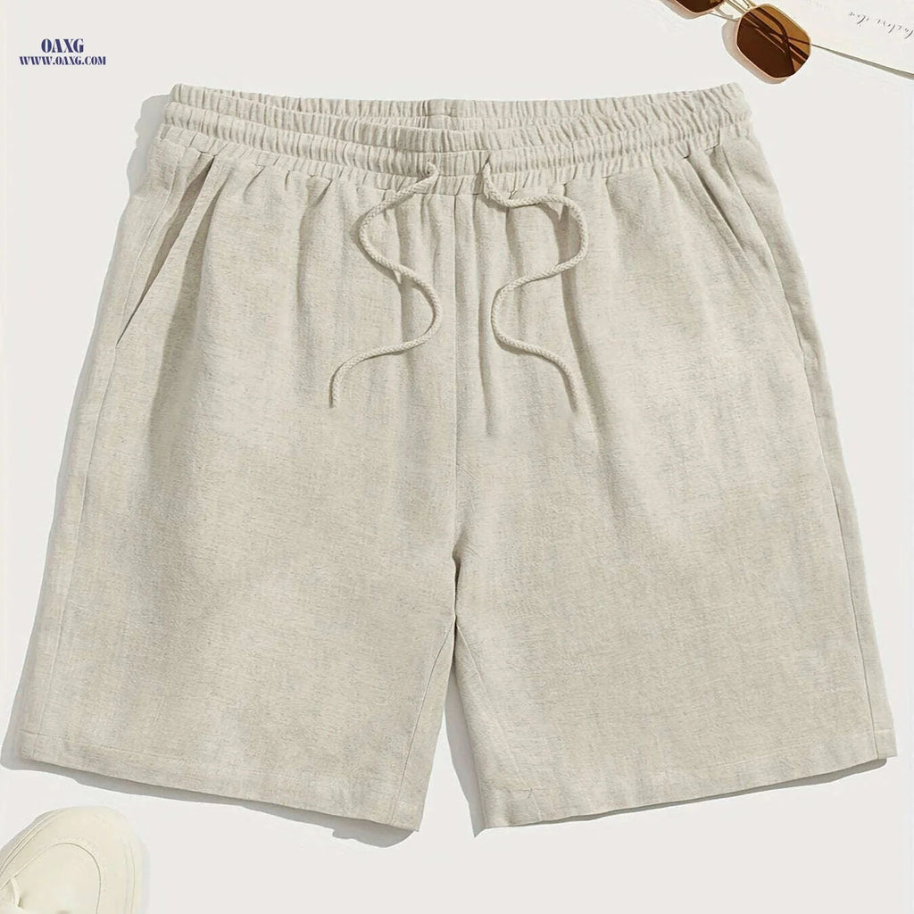Cool Loose Fit Men's Khaki Shorts - Casual Drawstring Style   OAXG Apricot / S