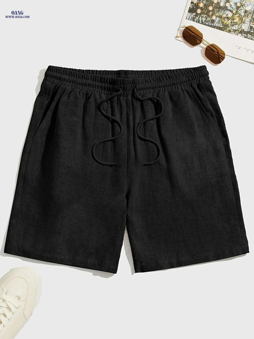 Cool Loose Fit Men's Khaki Shorts - Casual Drawstring Style   OAXG 