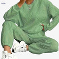 Cozy 2pcs Sweatsuit Set for Women - Fall/Winter Casual Outfit   OAXG Green / S