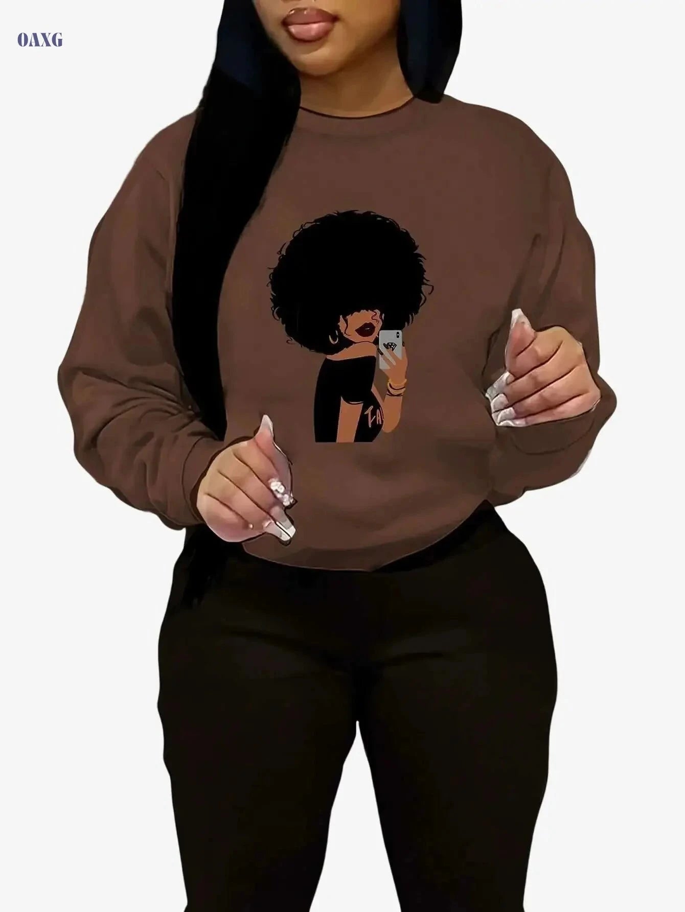 Cozy Fleece-Lined Women's Sweatshirt - Chic Crew Neck Pullover   OAXG 