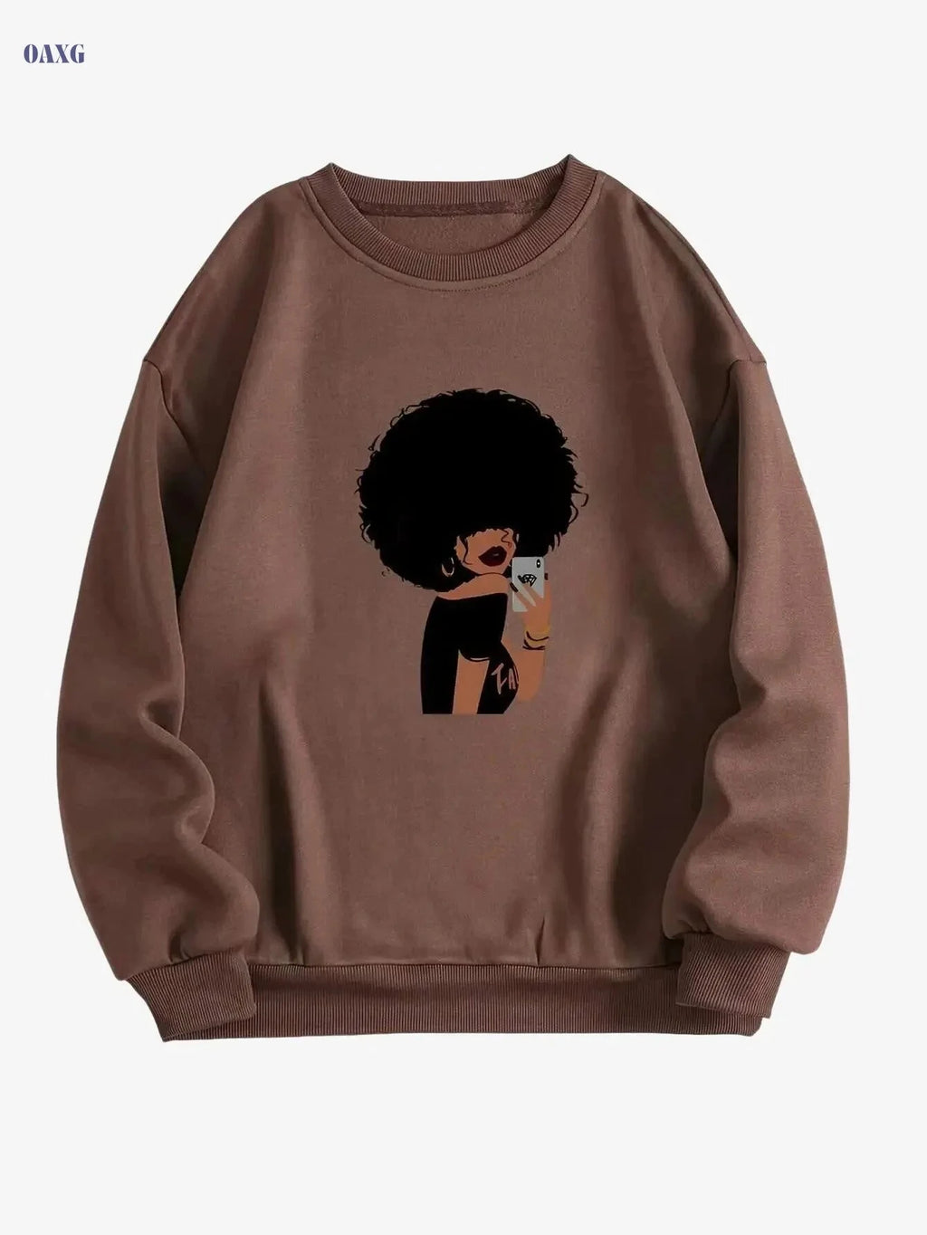 Cozy Fleece-Lined Women's Sweatshirt - Chic Crew Neck Pullover   OAXG 