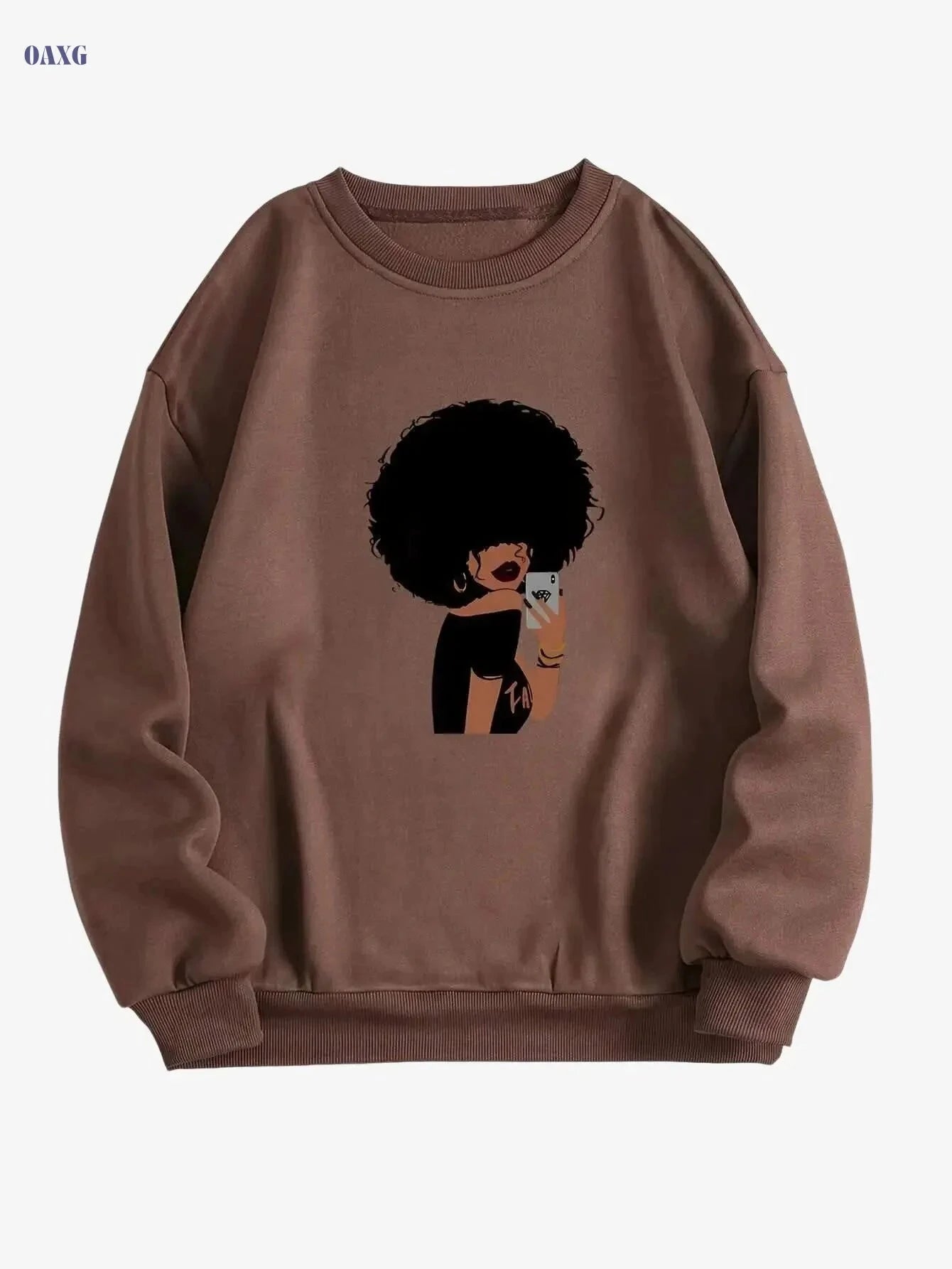 Cozy Fleece-Lined Women's Sweatshirt - Chic Crew Neck Pullover   OAXG 