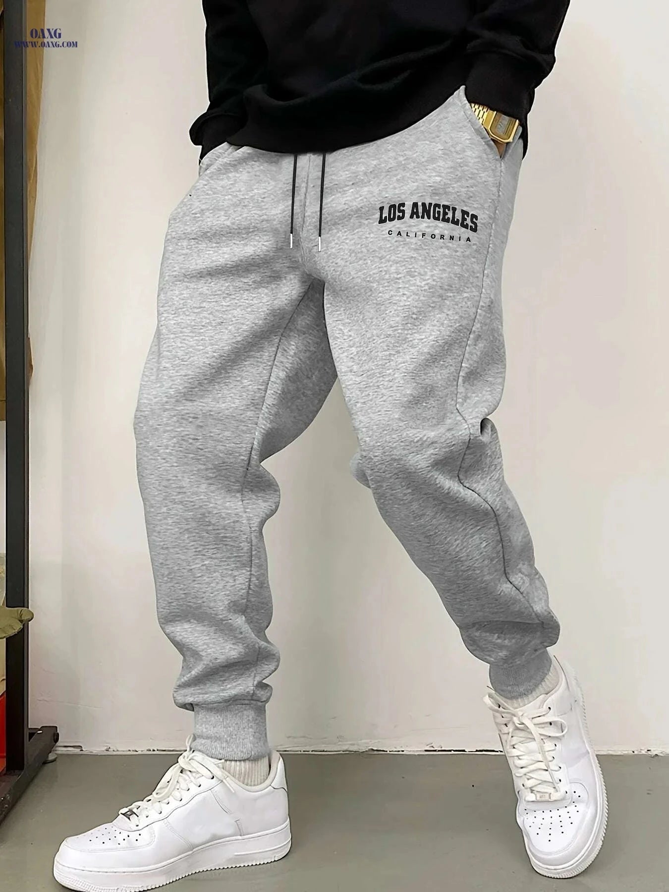 Cozy LA Print Sweatpants - Ultra-Soft Casual Joggers for Men   OAXG Black / S