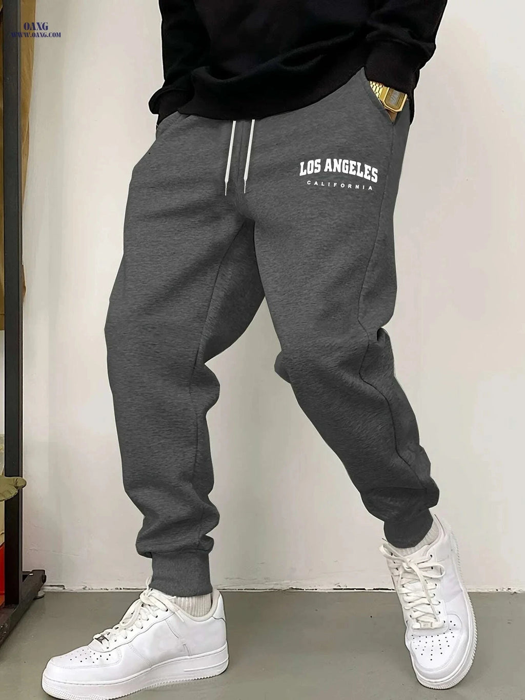 Cozy LA Print Sweatpants - Ultra-Soft Casual Joggers for Men   OAXG Black / S