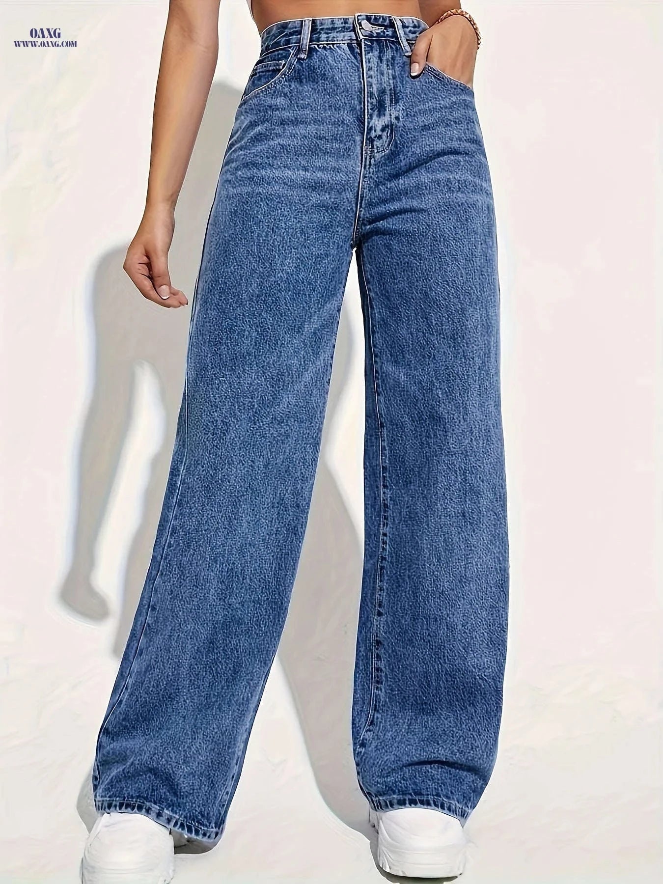 CPUY Women's Stretch Denim Pants - Casual Wide Leg Boot Cut   OAXG Navy Blue / XS