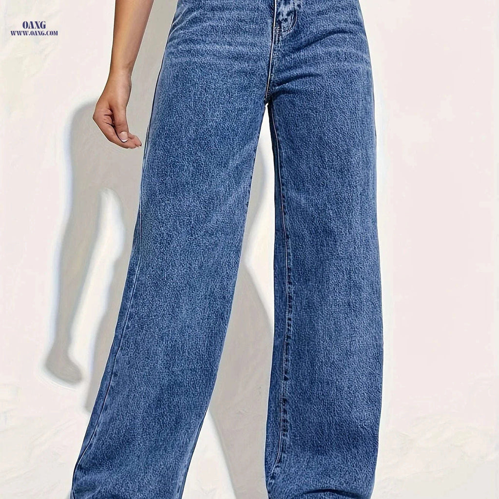 CPUY Women's Stretch Denim Pants - Casual Wide Leg Boot Cut   OAXG Navy Blue / XS
