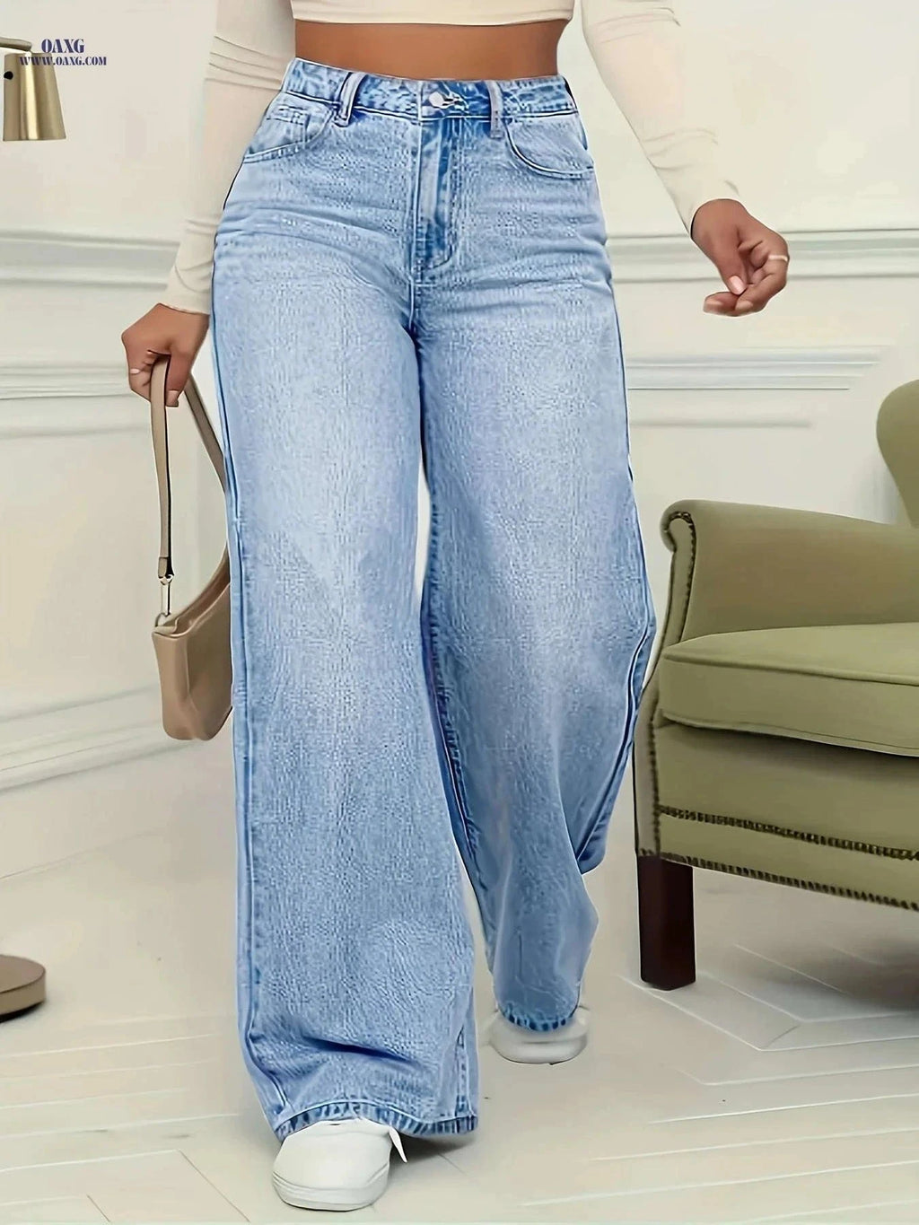 CPUY Women's Stylish Stretchy Denim Pants - Casual Long Length Fit   OAXG Royal Blue / XS