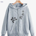 Creative Turtle Women's Zip-Up Hoodie - Trendy Animal Print, Kangaroo Pocket   OAXG Grey / S