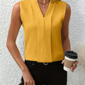 Cross-border Europe and the United States New Style Solid Color Sexy V-neck Fashion Design Sense Collocation Shirt Blouse Elegant Directional Style   OAXG Yellow / XL