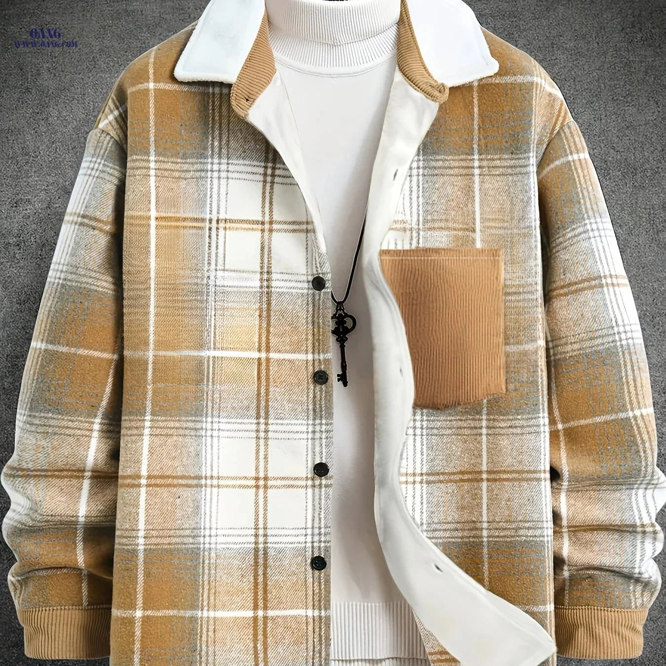 Cross-Border Men's Casual Plaid Jacket - Stylish Outdoor Fall Wear   OAXG 