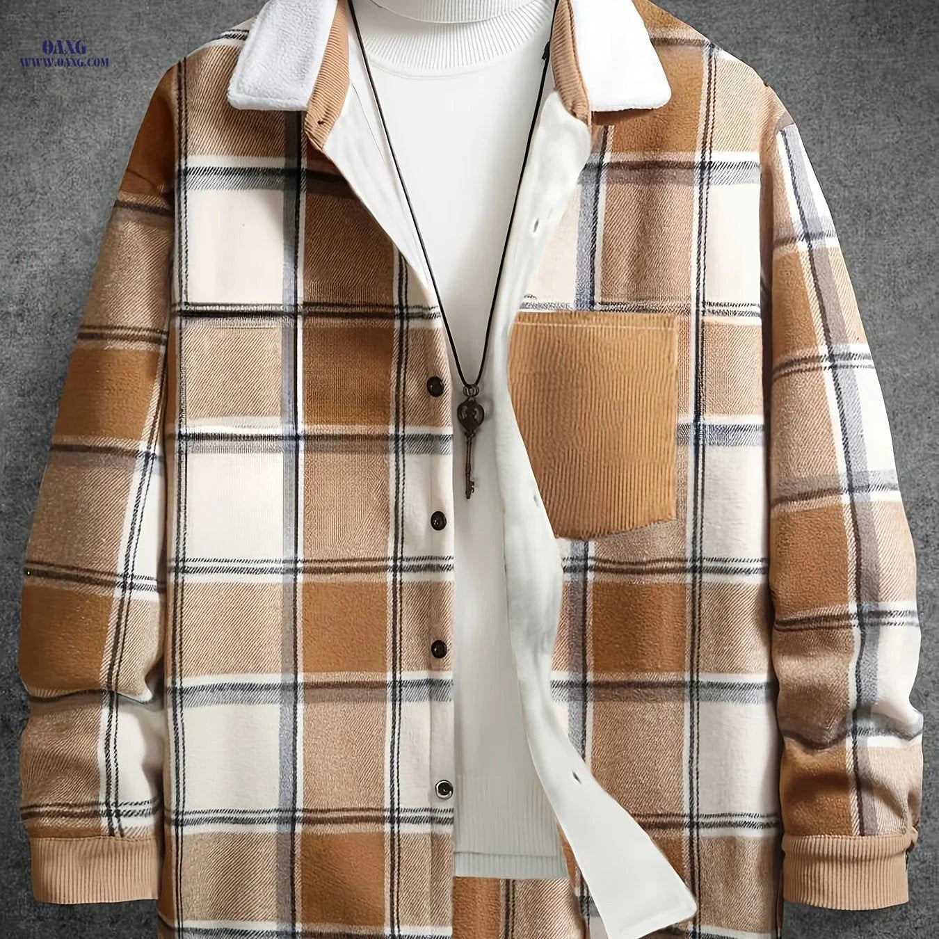 Cross-Border Men's Casual Plaid Jacket - Stylish Outdoor Fall Wear   OAXG 