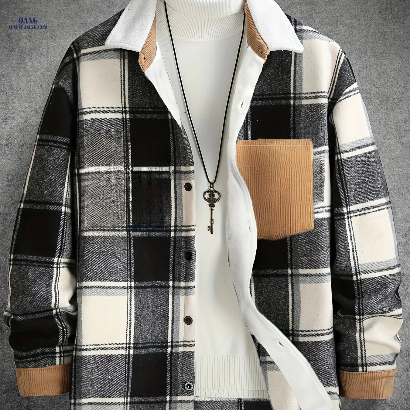 Cross-Border Men's Casual Plaid Jacket - Stylish Outdoor Fall Wear   OAXG 