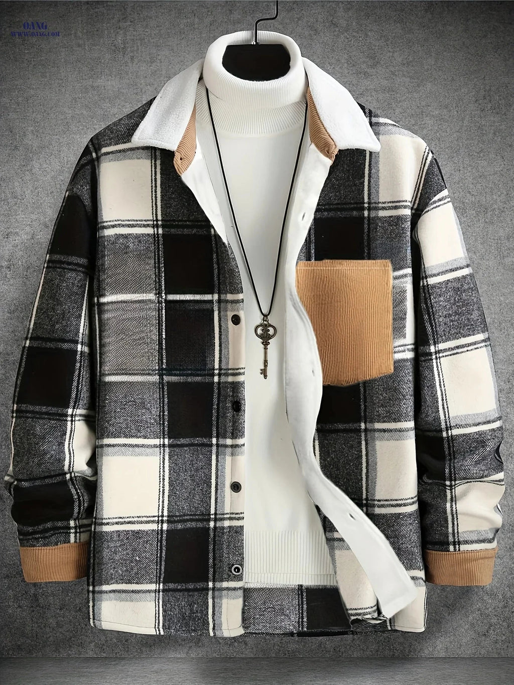 Cross-Border Men's Casual Plaid Jacket - Stylish Outdoor Fall Wear   OAXG 