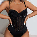 Cross-Border V-Neck Spaghetti Strap Bodysuit - Trendy Party Outfit   OAXG 