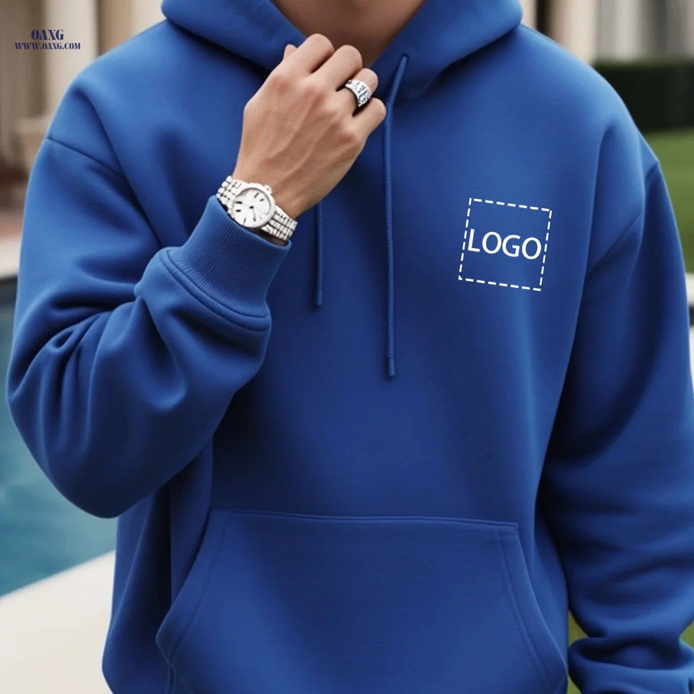 Custom Men's Hooded Sweatshirt - Playful & Casual Loose Fit   OAXG 