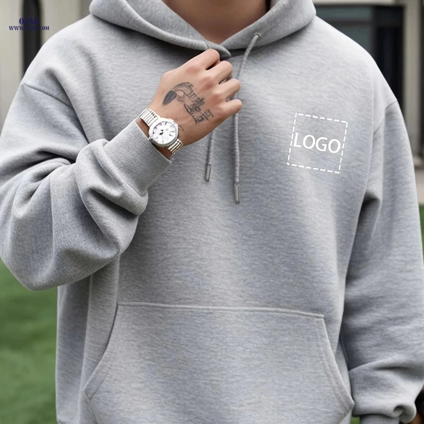 Custom Men's Hooded Sweatshirt - Playful & Casual Loose Fit   OAXG Navy Color / FR S