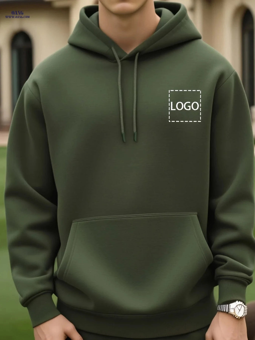 Custom Men's Hooded Sweatshirt - Playful & Casual Loose Fit   OAXG Navy Color / FR S