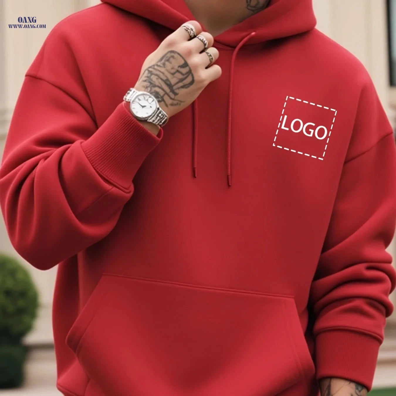 Custom Men's Hooded Sweatshirt - Playful & Casual Loose Fit   OAXG Navy Color / FR S