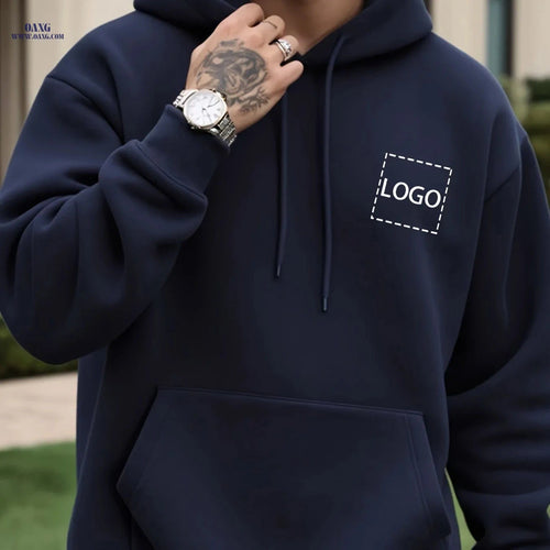 Custom Men's Hooded Sweatshirt - Playful & Casual Loose Fit   OAXG Navy Color / FR S