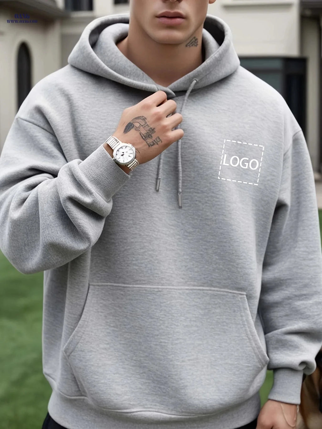 Custom Men's Hooded Sweatshirt - Playful & Casual Loose Fit   OAXG Navy Color / FR S