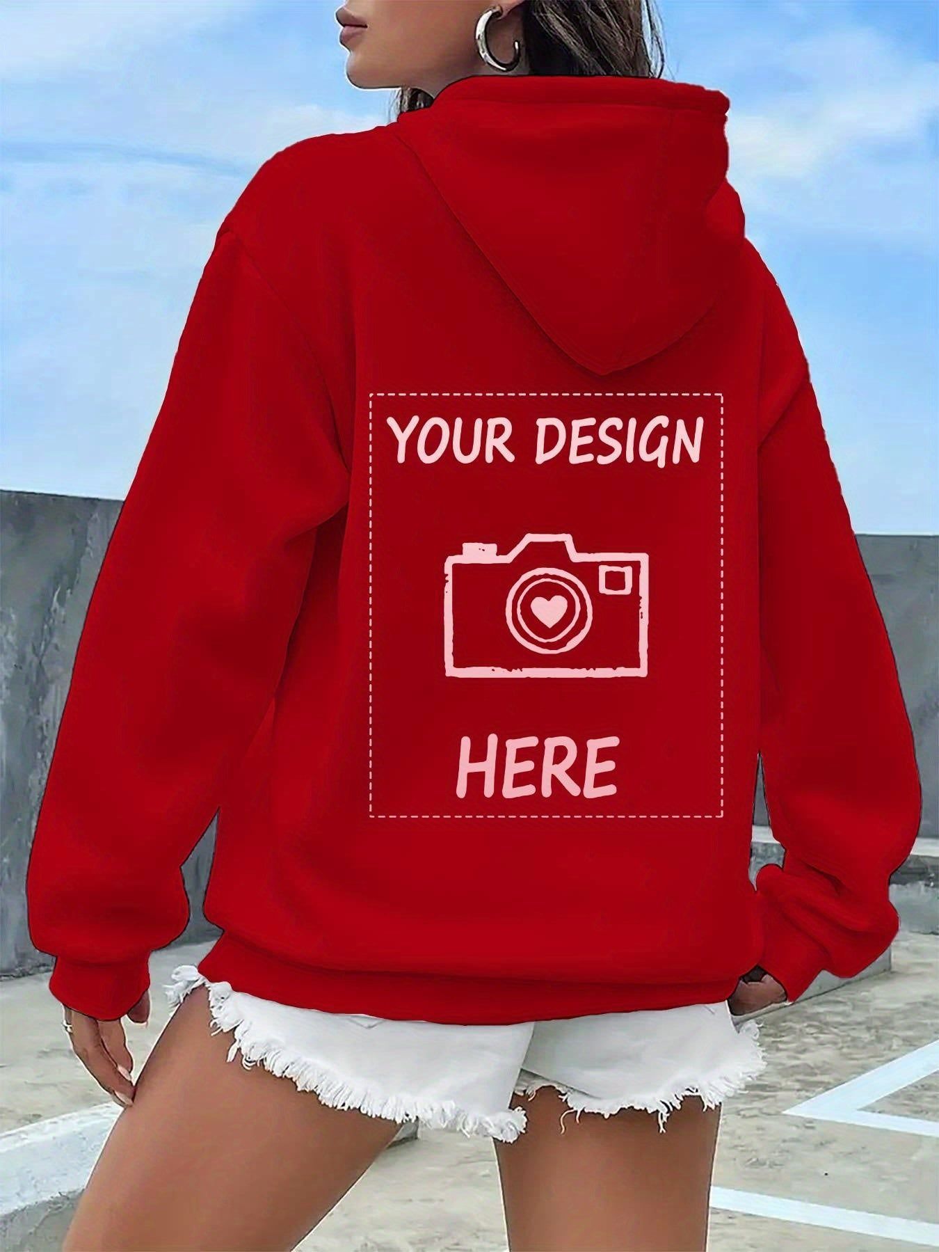 Custom Women's Printed Autumn/Winter -Lined Kangaroo Pocket Sweatshirt, Fashionable Pocket Hoodie, Women's Apparel   OAXG Black / S