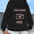Custom Women's Printed Autumn/Winter -Lined Kangaroo Pocket Sweatshirt, Fashionable Pocket Hoodie, Women's Apparel   OAXG Black / S