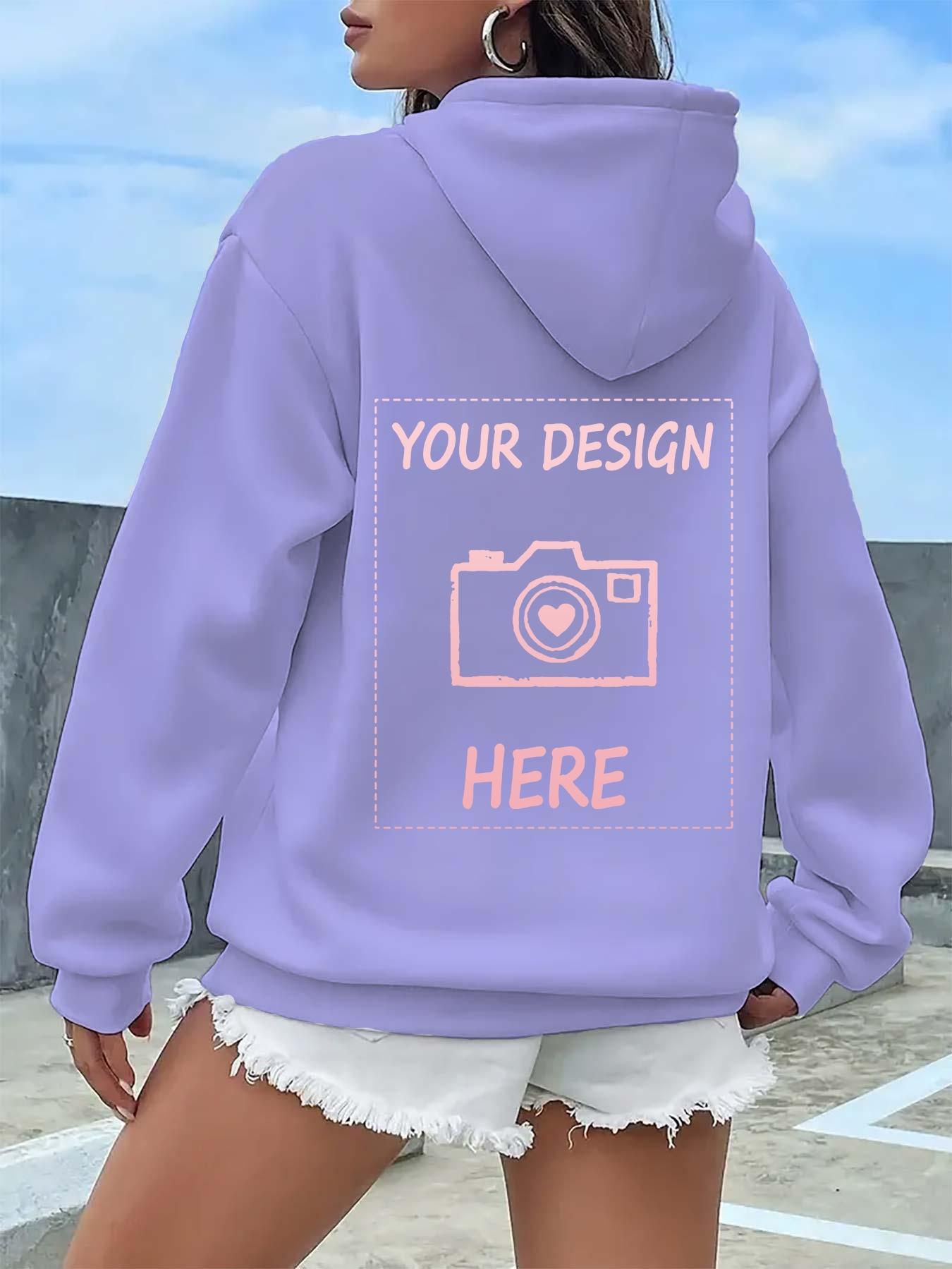 Custom Women's Printed Autumn/Winter -Lined Kangaroo Pocket Sweatshirt, Fashionable Pocket Hoodie, Women's Apparel   OAXG Black / S