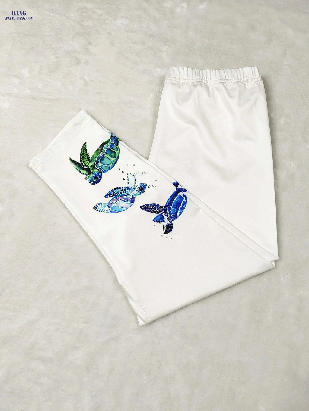 Cute Turtle Print Capri Leggings - Lightweight & Stretchy Summer Wear   OAXG White / S