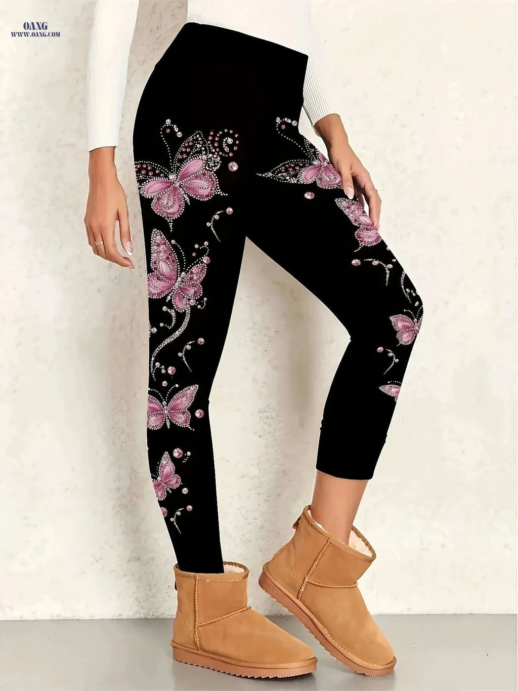 Daerling Women's Fashion Leggings - Elegant Print, All-Season Comfort   OAXG Black / S