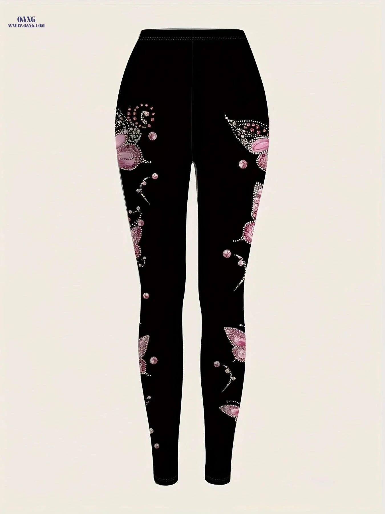 Daerling Women's Fashion Leggings - Elegant Print, All-Season Comfort   OAXG Black / S