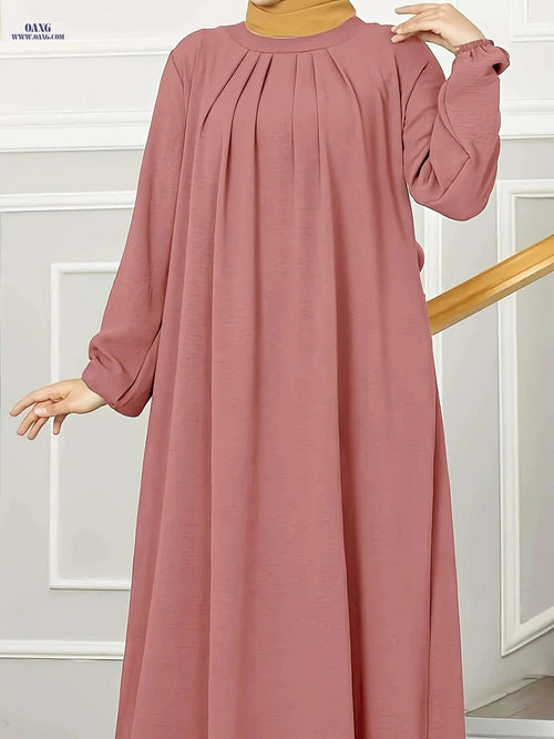 Daily Muslim Long Robe - Loose Modest Dress, Comfortable Casual Style   OAXG Army Green / S