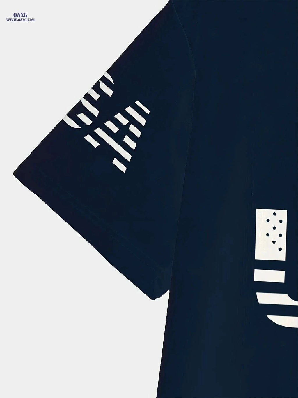 Dark Blue USA Graphic Tee - Casual Polyester Crew Neck T-Shirt   OAXG 