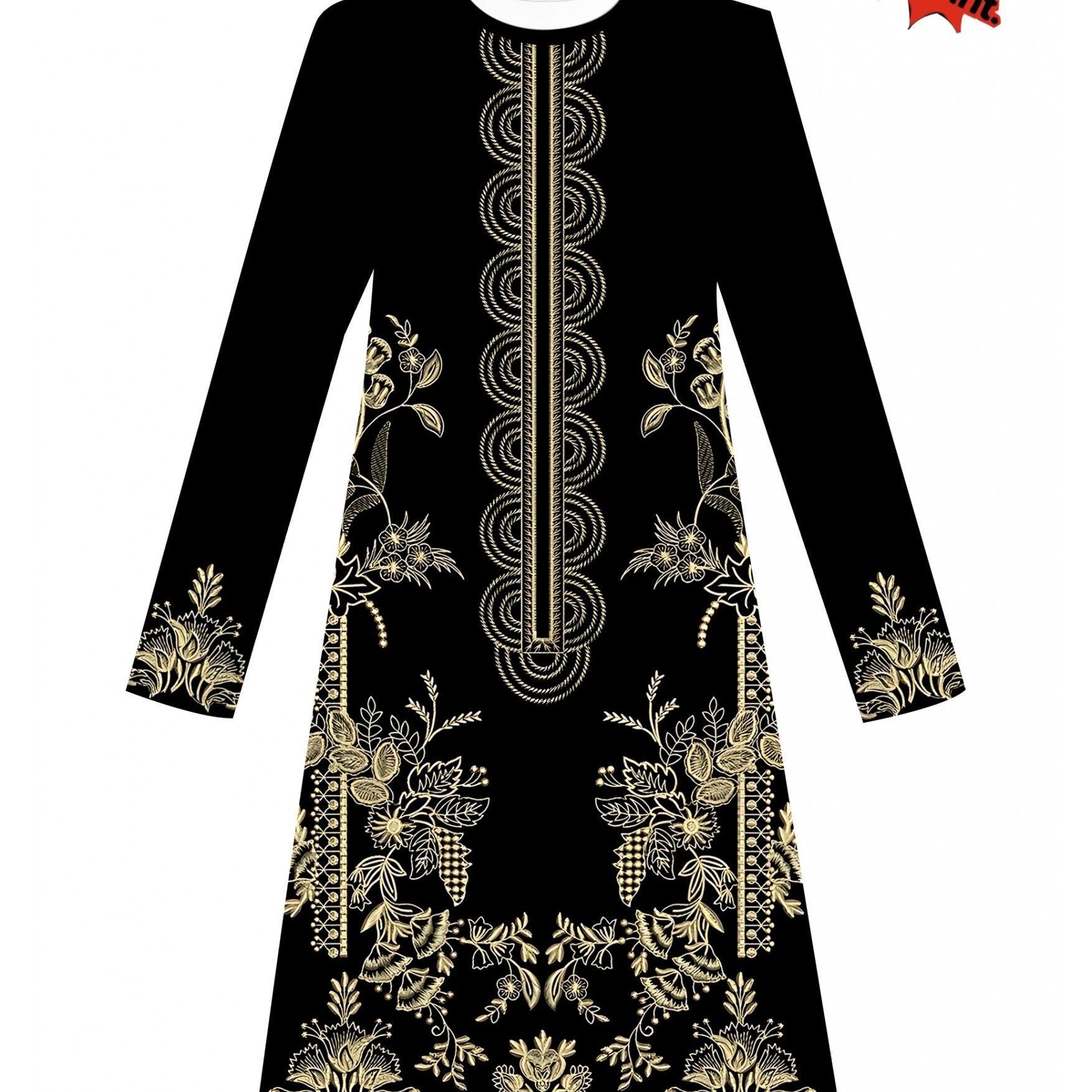 Digital Print Women's Top, Vintage Floral Pattern, Round Neck Long Sleeve with Long Hem and Slit, Artistic Loose Fit Blouse for Daily Wear   OAXG Mixed colors / S