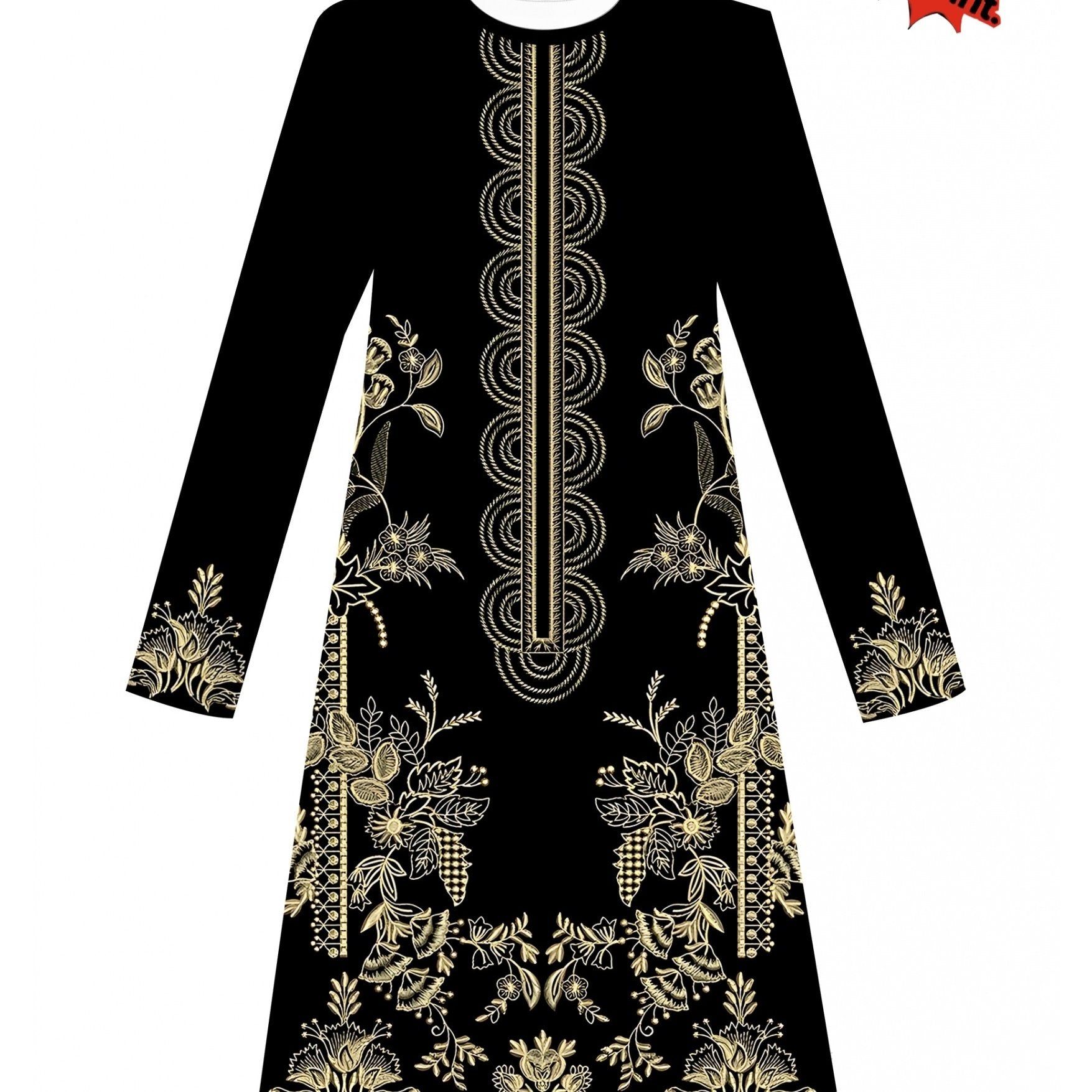 Digital Print Women's Top, Vintage Floral Pattern, Round Neck Long Sleeve with Long Hem and Slit, Artistic Loose Fit Blouse for Daily Wear   OAXG Mixed colors / S
