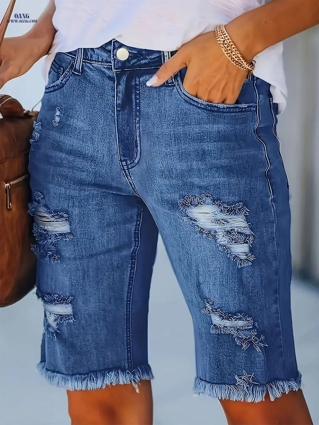 DINGDI'S Women's Summer Ripped Jean Shorts - High Waist, Casual Fit   OAXG 