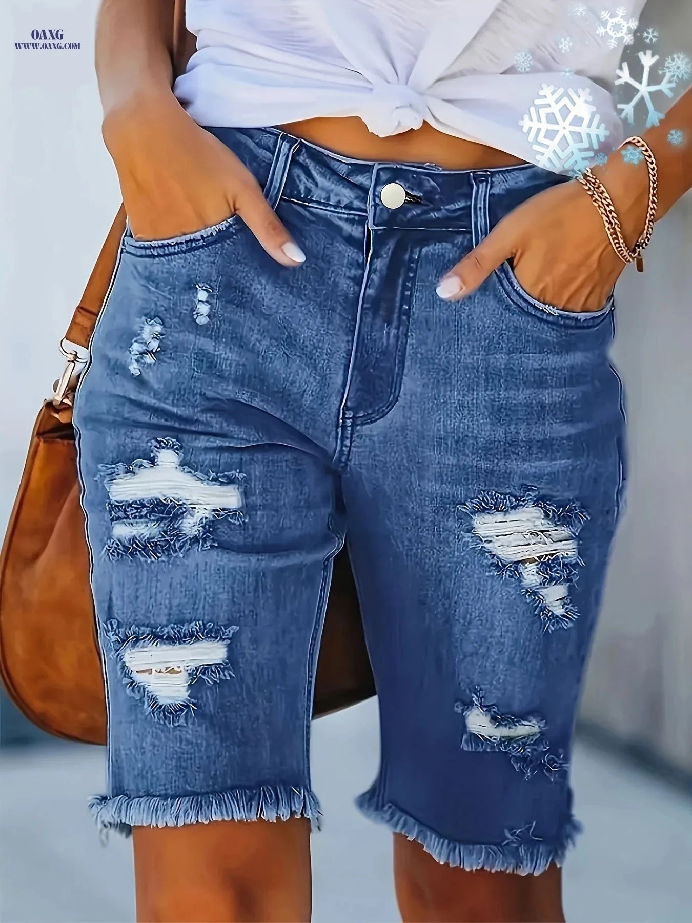 DINGDI'S Women's Summer Ripped Jean Shorts - High Waist, Casual Fit   OAXG 