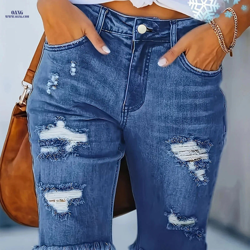 DINGDI'S Women's Summer Ripped Jean Shorts - High Waist, Casual Fit   OAXG 