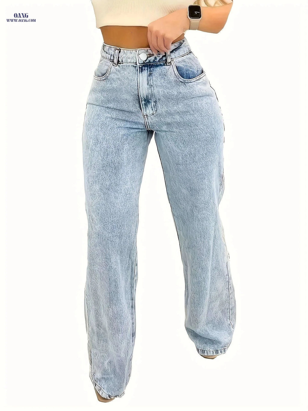 DINGDI Women's High-Stretch Slim-Fit Jeans - Snowflake Washed Denim   OAXG 