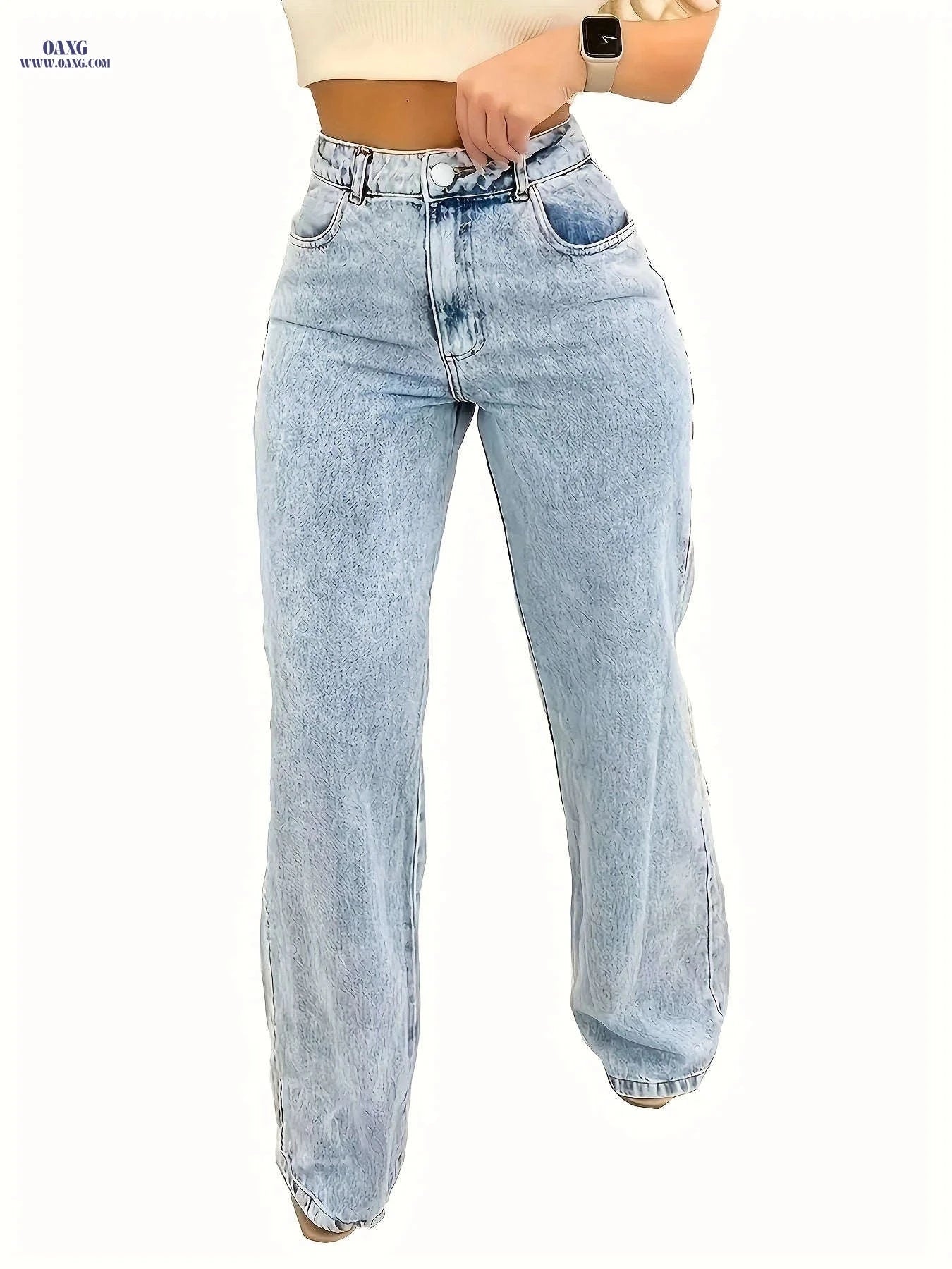 DINGDI Women's High-Stretch Slim-Fit Jeans - Snowflake Washed Denim   OAXG 