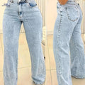 DINGDI Women's High-Stretch Slim-Fit Jeans - Snowflake Washed Denim   OAXG Light Blue / XS