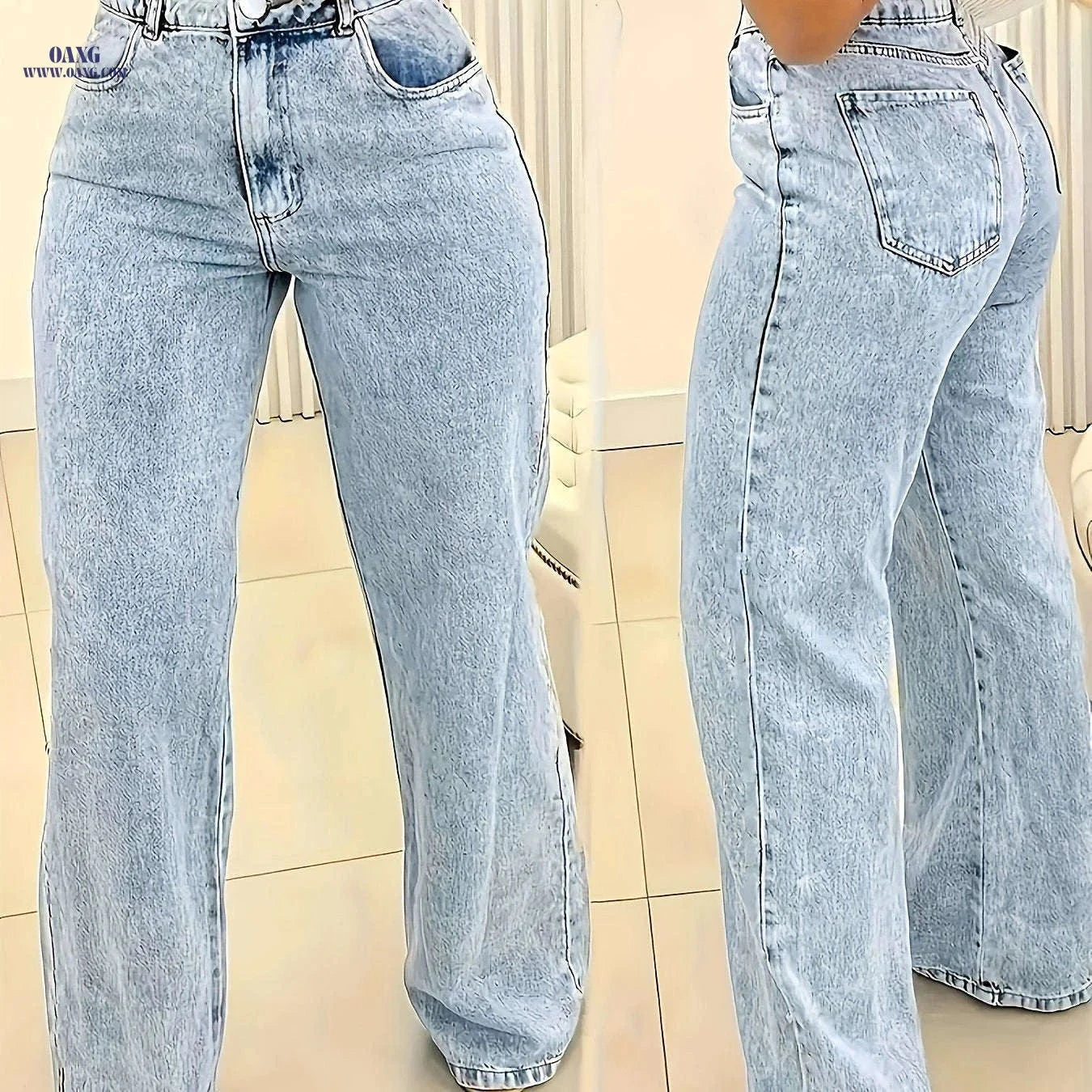 DINGDI Women's High-Stretch Slim-Fit Jeans - Snowflake Washed Denim   OAXG Light Blue / XS