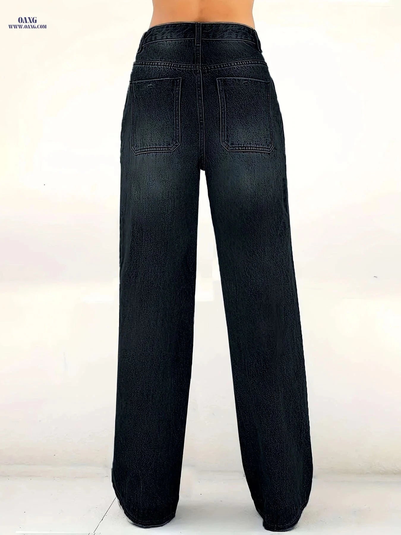 DINGDI Women's Stretchy Mid-Rise Straight-Leg Jeans - Casual Comfort   OAXG Black / S